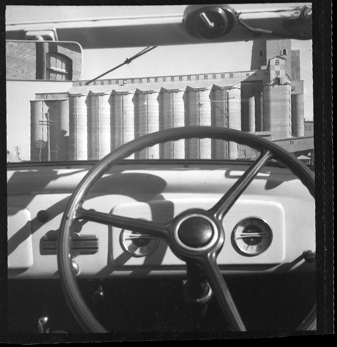 Max Dupain print: Silos through windscreen, 1930s