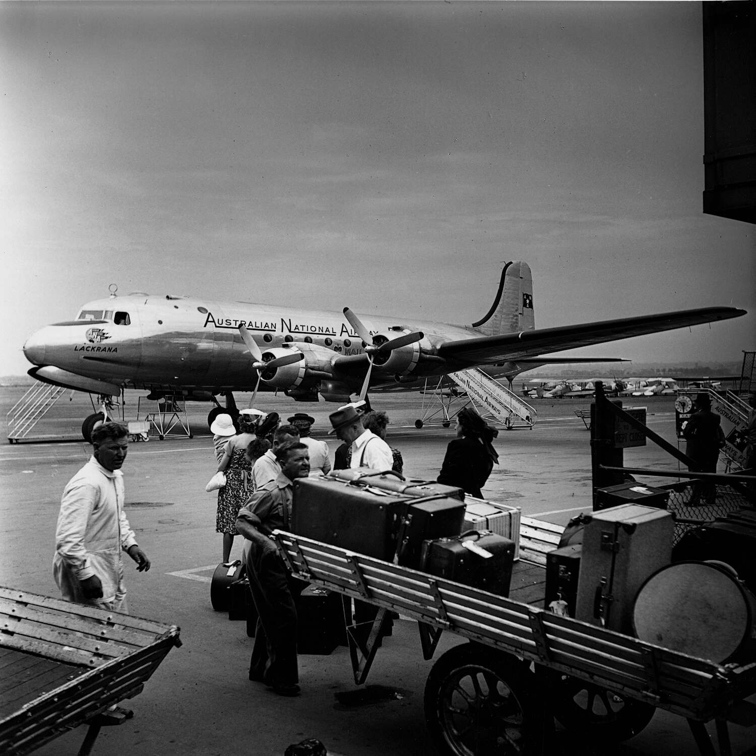 Baggage cart, Kingsford-Smith Airport, Sydney 1940s